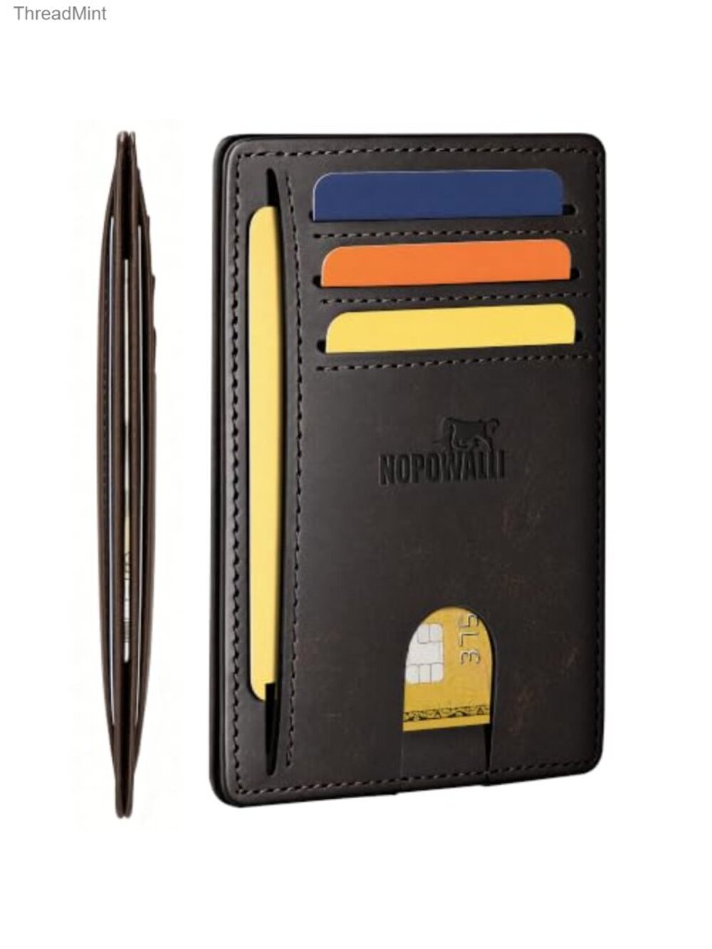 Slim RFID Blocking Genuine Leather Wallet Credit Card Holder ID Window